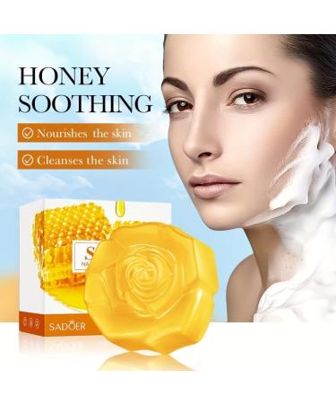 SADOER Natural Honey Bath Soap | Herbal Skincare for Beauty & Hygiene | Flower Shaped | Buy Internationally - Buy Online on GoSupps.com