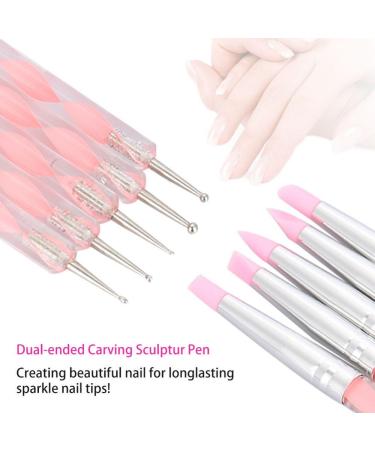 Nail Art Dotting Pen Set - 5 Double Ended Tools for Perfect Manicures | Pink | International Shipping - Buy Online on GoSupps.com