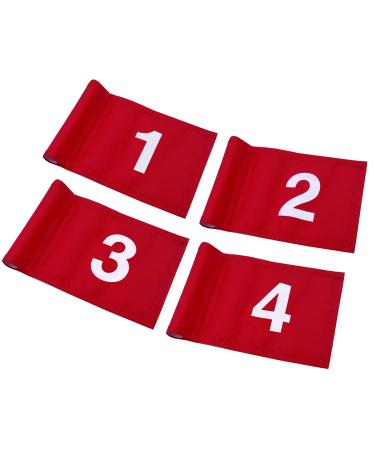 Numbered Solid Golf Flags with Tube Inserted,8 L x 6H Mini Putting Green Flags for Yard Indoor Outdoor Backyard Garden, 420D Nylon Pin Flag (Red Flags 4 Sets #1,2,3,4)