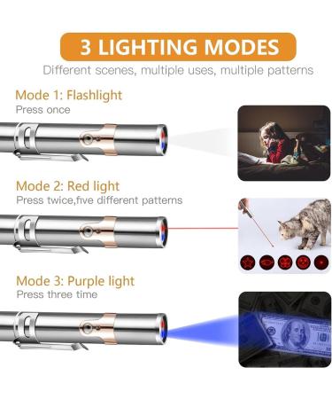 MAOMAOCON Cat Toys Interactive Toys for Cats Cat Dog Red Pointer Light Toy 7 in 1 LED Cat Light Pen USB Rechargeable Pet Scratching Practice Chase Training Tool - Buy Online on GoSupps.com
