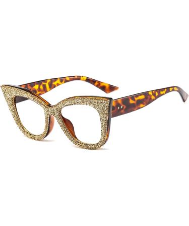 Buy Mincl Cat Eye Reading Glasses with Rhinestones - Anti Blue Light Crystal Black Diamond Frame Eyewear (Leopard 1.5x) - International Shipping Available - Buy Online on GoSupps.com