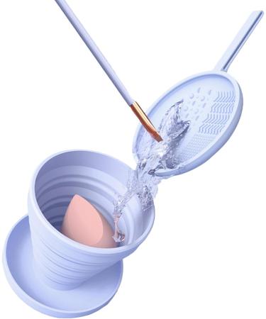 1/2 Set Makeup Brush Cleaner Bowl - Makeup Brushes Cleaning Tool Reusable Decorative Makeup Supplies | Multifunctional Makeup Brush Cleaning Bowl For Home Powder Pads Sponges Brushes Purple - Buy Online on GoSupps.com