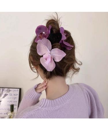 Orchid Flower Hair Claw Clips Non Slip Flower Hair Claw Ponytail Maker Holder Ponytail Hairpiece Clip Ponytail Strong Hold Jaw Clips for Women and Girls - Buy Online on GoSupps.com