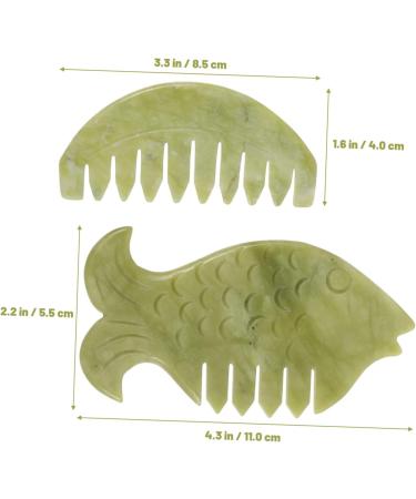 Plafope 2-Piece Jade Gua Sha & Massage Comb Set - Face & Scalp Massagers for Relaxation & Skin Care - Buy Online on GoSupps.com