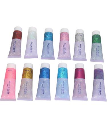 Body Glitter Gel - 12 Colors Holographic Sparkling Cosmetic Powder for Face Eyes Lips & Nails | Perfect for Festivals & Halloween - Buy Online on GoSupps.com