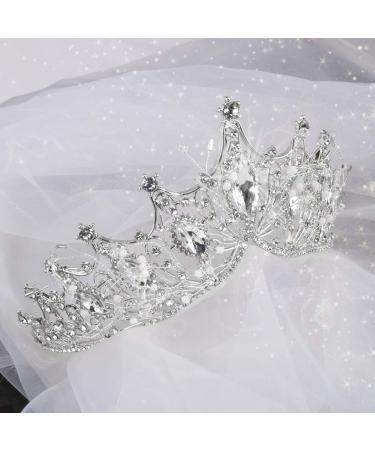 Baroque Queen Crystal Crown and Tiara - Silver COCIDE Women's Headband for Bride, Bridesmaids, Halloween Costume | Mermaid Princess Tiaras Hair Accessories - Clear+Silver - Buy Online on GoSupps.com