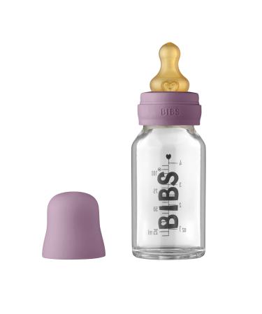 BIBS Baby Glass Bottle. Anti-colic. Round Natural Rubber Latex Nipple. Supports Natural Breastfeeding 110 ml Mauve Mauve Complete Set - 110 ml