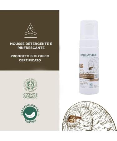 Naturaverde BIO cleaning mousse for snails mousse BIO mousse BIO mousse cleaning agent BIO mousse with aloe vera organic and hyaluronic acid ICEA certified refreshing 150 ml - Buy Online on GoSupps.com