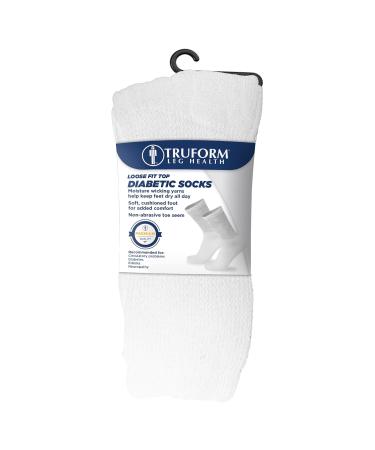 Truform Premiere Diabetic Socks for Men & Women - Medical Crew Length Mid Calf Height White Large - Comfortable & Supportive - Buy Online on GoSupps.com