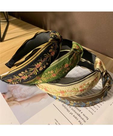 WENLII Women's Embroidered Wide Side Headband - Black Cross Knot Headband Hair Accessories - Buy Online on GoSupps.com