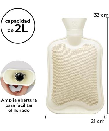 Rissler Premium 2L Heat Bottle with Soft Gray Cover - Natural Rubber for Pain Relief | Cuddly & Fluffy Bed & Body Comfort - Buy Online on GoSupps.com