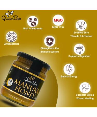 Queen Bee Manuka Honey 115+ Methylglyoxal 340g - Buy Online on GoSupps.com