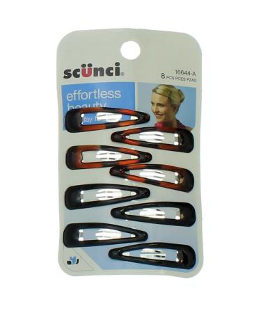 Scunci Effortless Beauty Snap Hair Clip Black & Brown 8 Pieces