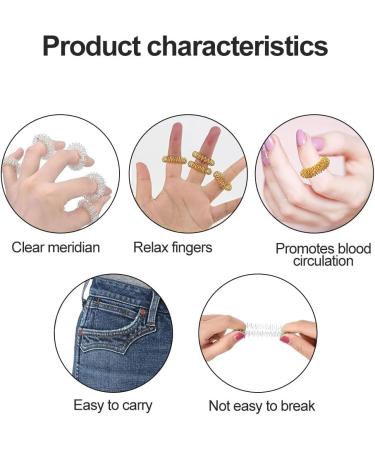 12-Piece Acupressure Massage Rings Set for Fingers & Wrists - Stress Relief Blood Circulation & Osteoarthritis Support - Buy Online on GoSupps.com