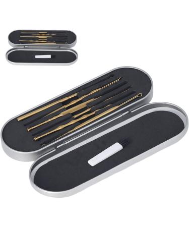 Ear Cleaning Kit Remover Handle Set Case Tool Shaped Stainless Spoon Ear Spoon Set Ear Pick Set Spoon Shaped Stainless Steel Adhesive Removers (Gold) - Buy Online on GoSupps.com