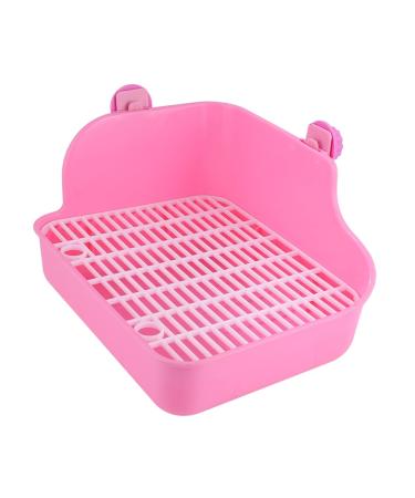 Sosoport Hamster Rabbit Square Toilet Bowl Rabbit Bedding Bunny Potty Small Animal Litter Tray Ferret Pink