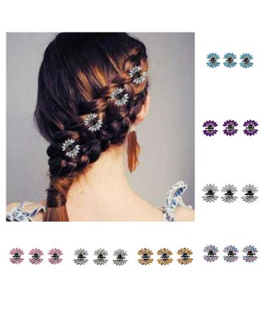 JUSTFOX Mini Hair Clips - Set of 3 Flower-Shaped Rhinestone Clips in Turquoise | Stylish Hair Accessories for All Hair Types - Buy Online on GoSupps.com