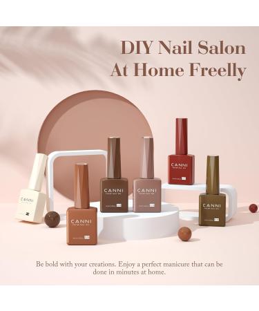 CANNI Brown Nude Gel Nail Polish Set - 6 Colors (9ML) for Brown Skin Tone | Soak Off UV LED DIY Manicure & Winter Nail Salon Essentials - Buy Online on GoSupps.com