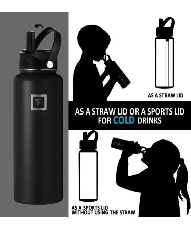 Iron Flask Flex Straw Lid for Wide Mouth Insulated Sports Water Bottles - BPA Free, 2 Lids, 4 Straws, 2 Cleaning Brushes (Black) - Buy Online on GoSupps.com