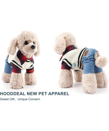 Hooddeal Plaid Dog Shirt Overalls Jumpsuit with Warm Sweater Vest - Medium Red-Black - Buy Online on GoSupps.com