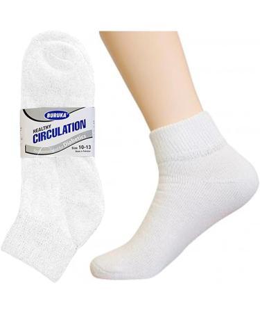 3 Pair Diabetic Ankle Circulatory Socks Men's Health Support Loose Fit White 10-13 - Buy Online on GoSupps.com