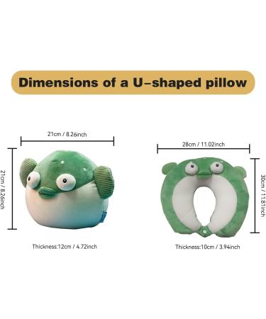 JOYRAVO 2-in-1 Travel Pillow for Kids - Green Fish Plushie Converts to U-Shaped Neck Pillow for Ultimate Comfort on Airplane, Car, Train & Bus Trips - Buy Online on GoSupps.com