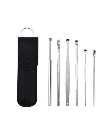 TACRIG Fingernail Clipper 6Pcs Stainless Steel Earpick Ear Cleaner Spoon Ear Care Cleaning Tool Ear Wax Removal Kit Ear Wax Remover Ear Wax Removal Tool