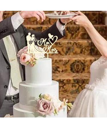 Personalized Wedding Cake Topper - Bride & Groom Figures Mr & Mrs Decoration Wood Color for Weddings & Parties - Buy Online on GoSupps.com