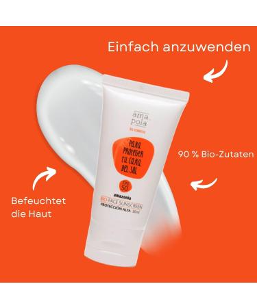 AMAPOLA BIO-COSMETICS Facial Sunscreen SPF 50 - Organic Vegan & High Mineral Protection - Moisturizing 50ml - Buy Online on GoSupps.com