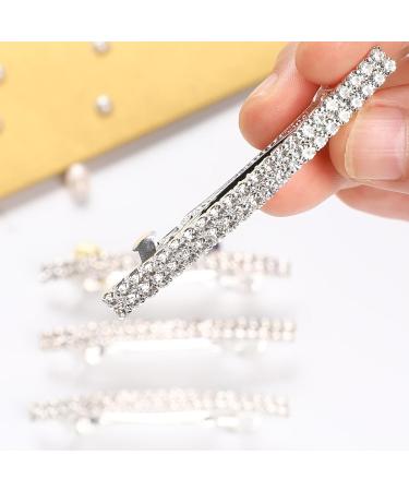 Sparkly Rhinestone Hair Clips Set - 4 Pcs Small Silver Barrettes for Women and Girls - Crystal Hair Accessories for Ponytail and Side Clips - Buy Online on GoSupps.com