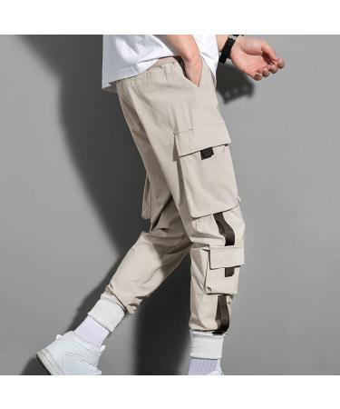 Shop Haiorziyou Men's Jogger Chino Cargo Jeans - Stretch Elastic Harem Pants with Pockets - Khaki XL - International Shipping Available - Buy Online on GoSupps.com