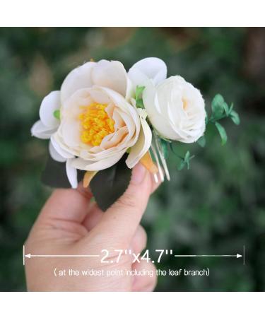 Fangsen Hibiscus Rose Flower Hair Comb - Bridal Headpiece for Brides & Bridesmaids - Buy Online on GoSupps.com