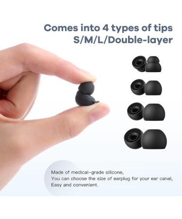AGPTEK Reusable Noise Reduction Earplugs - 2 Pairs for Sleeping, Flights, Travel - 35db Noise Cancelling - Silicone Ear Plugs with S/M/L/Double Layer Tips - Black - Buy Online on GoSupps.com