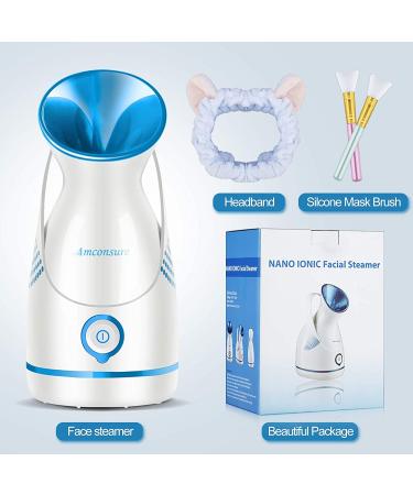 Amconsure Facial Steamer - Nano Ionic Face Humidifier for Deep Cleaning & Moisturizing - Blue - Buy Online on GoSupps.com