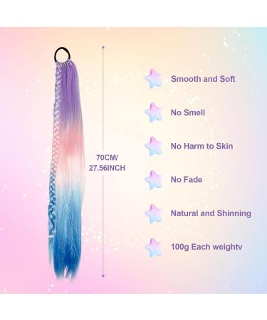 EUPSIIU 24 inch Ponytail Braiding Hair Rainbow Ponytail Extensions Colorful Braid Hair Extension Jumbo Braids Hair Extension Mermaid Pony Tail Fashion Synthetic Wig for Girl Women (Multicolor) - Buy Online on GoSupps.com
