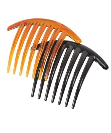 12 Pieces Hair Combs Slides Hair Combs Hair Side Comb Set Hair Clip Combs Hair Slides for Women Girls (Black and Brown)