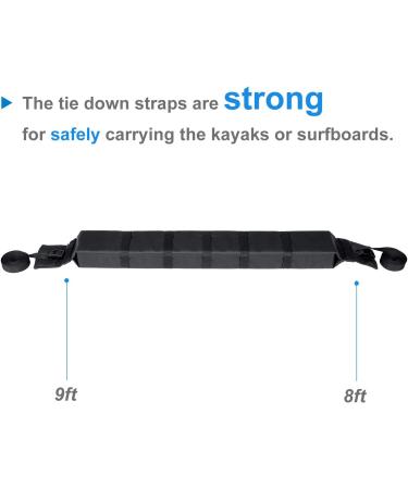 WOOWAVE Kayak Roof Rack Pads - 33in Soft Premium Crossbars for Surfboard SUP Paddleboard | Universal Car Roof Rack with Waterproof Straps & Storage Bag (Pair) - Buy Online on GoSupps.com