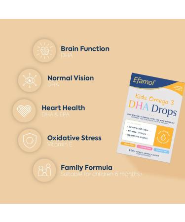 Efamol Kids Omega 3 DHA Drops - Natural Lemon Flavour - Sugar Free - Infants to Adults - Buy Online on GoSupps.com