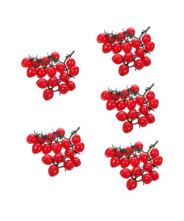 Abaodam 5pcs String Simulated Cherry Tomatoes Fake Cherries Lifelike Mini Tomatoes Fake Grapes Faux Cypress Garland Plastic Fruit Decor Mini Artificial Fruit Child Plant Fake Food Pvc Redx5pcs 18X16CMx5pcs