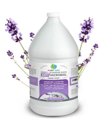 Plainly Earth Sweet Lavender Rose Antibacterial Liquid Hand Soap - 1 Gallon Refill Bottle | Cruelty Free, Moisturizing Formula - Buy Online on GoSupps.com