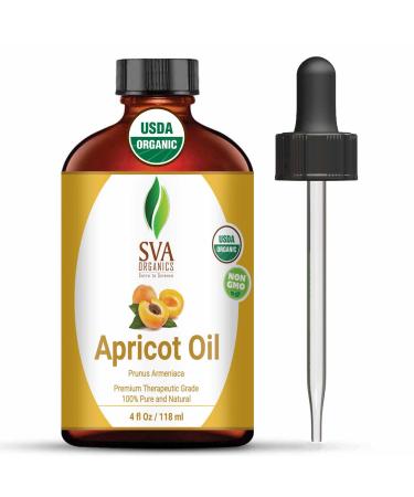 SVA ORGANICS Apricot Oil 4 Oz | Faint  Nutty aroma|   USDA Organic  100% Pure Cold Pressed Carrier Oil  Premium Therapeutic Grade Oil for Nourished Skin  Healthy Hair  Body massages  Overall Health. - Buy Online on GoSupps.com