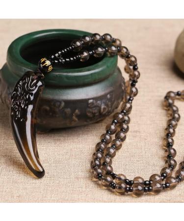 Soulnioi Tiger's Eye Bridge Bracelet & Vintage Obsidian Wolf Tooth Necklace Set - Buy Online on GoSupps.com