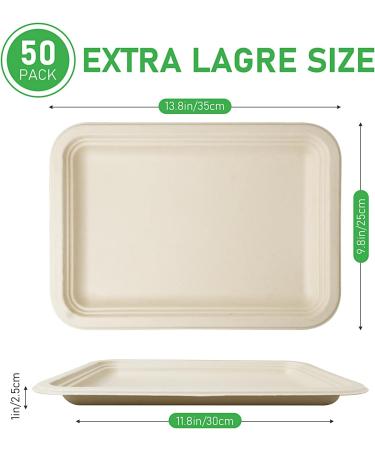 50 Pack 14 Inch Disposable Food Trays Heavy Duty Large Paper Plates Compostable Platters Plates Eco-Friendly for Crawfish Crab Lobster Seafood BBQ Cookies Boil Party Supplies - Beige - Buy Online on GoSupps.com
