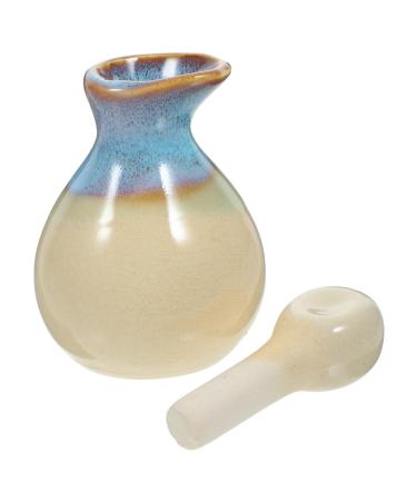 Sewoart pot made of ceramic diffuser for essential oils for at home olive oil output ceramic dispenser for essential oils Oil bottle made of ceramic mini-terrarium white small container with lid white 5.5 7.5cm