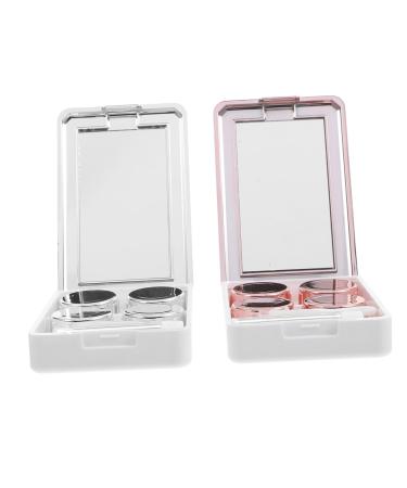 Solustre 2 Set-Boxen Contact lenses in mirror color toilet article container Travel containers for toilet articles Travel contact lens set Cosmetic items Colored contact lenses container suite silver 9x6.1x2.2cm