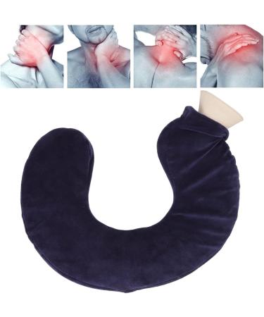 Bagima U-Shaped Heat Bottle Heating Pillows - Soft Rubber Hot Water Bottle for Winter Neck Therapy - Removable Fabric Cover (Navy Blue) - Buy Online on GoSupps.com
