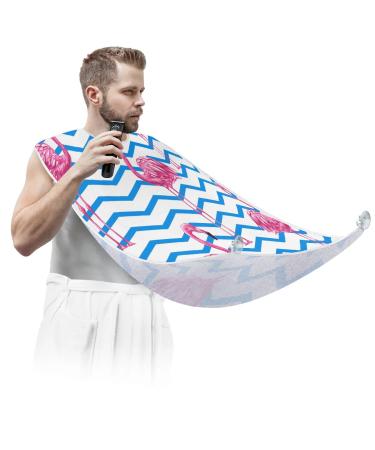 Beard Bib Apron Beard Bib Hair Catcher for Men Shaving and Trimming Non-Stick Waterproof Beard Cape Grooming Cloth Flamingo Paint