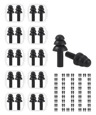 100 Pairs Reusable Silicone Ear Plugs with Carry Case - Individually Wrapped - NRR 26dB Waterproof Noise Reduction Earplugs for Swimming Snoring Sleeping Shooting Travelling (Black) - Buy Online on GoSupps.com