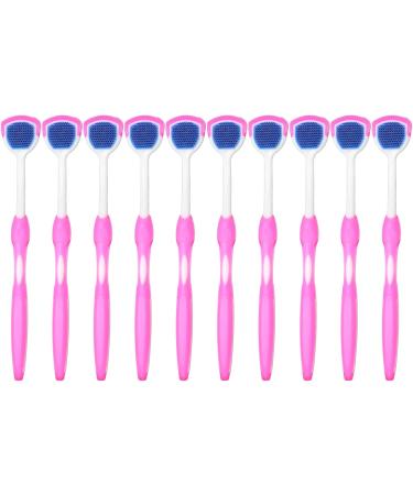 Silicone Tongue Brush 10 Pack - Ergonomic Tongue Scraper for Adults - Pink - Improve Oral Hygiene - Buy Online on GoSupps.com