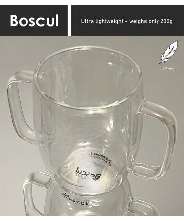 Boscul 350ml Double Walled Glass Mug | Two Handled Lightweight Cup for Elderly & Disabled | Drinking Aid for Arthritis, Dementia & Limited Mobility - Buy Online on GoSupps.com